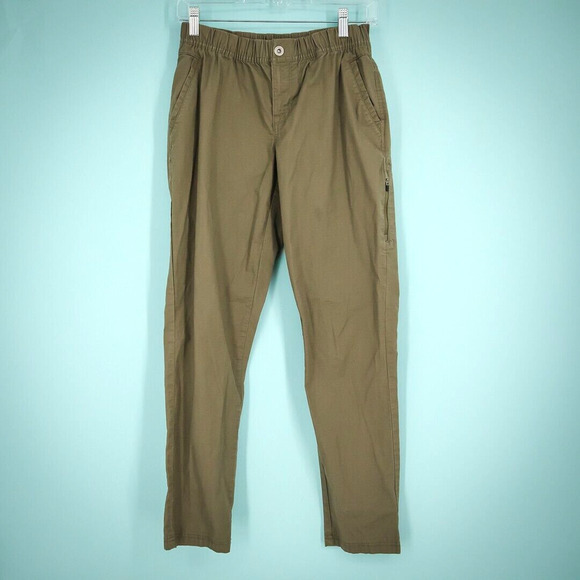 Prana Size 6 Beige Brown Button Zip Straight Leg Outdoor Organic Cotton Pants - Picture 1 of 6